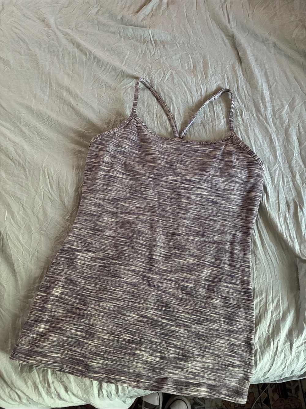 Women’s Space-Dyed Grey Tank Top with Slim Straps